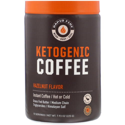 RAPIDFIRE, Café Keto, Noisette, Instantané, Torréfaction Moyenne, 7,93 oz (225 g)