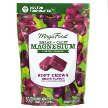 Megafood Relax + Calm Magnsium Supplment - Chews doux avec du citrate de magnsium et du malate de magnsium pour la tension musculaire de sant