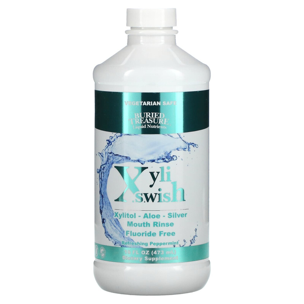 Buried Treasure , Xyliswish, Mouth Rinse, Refreshing Peppermint, 16 Fl Oz (473 Ml)