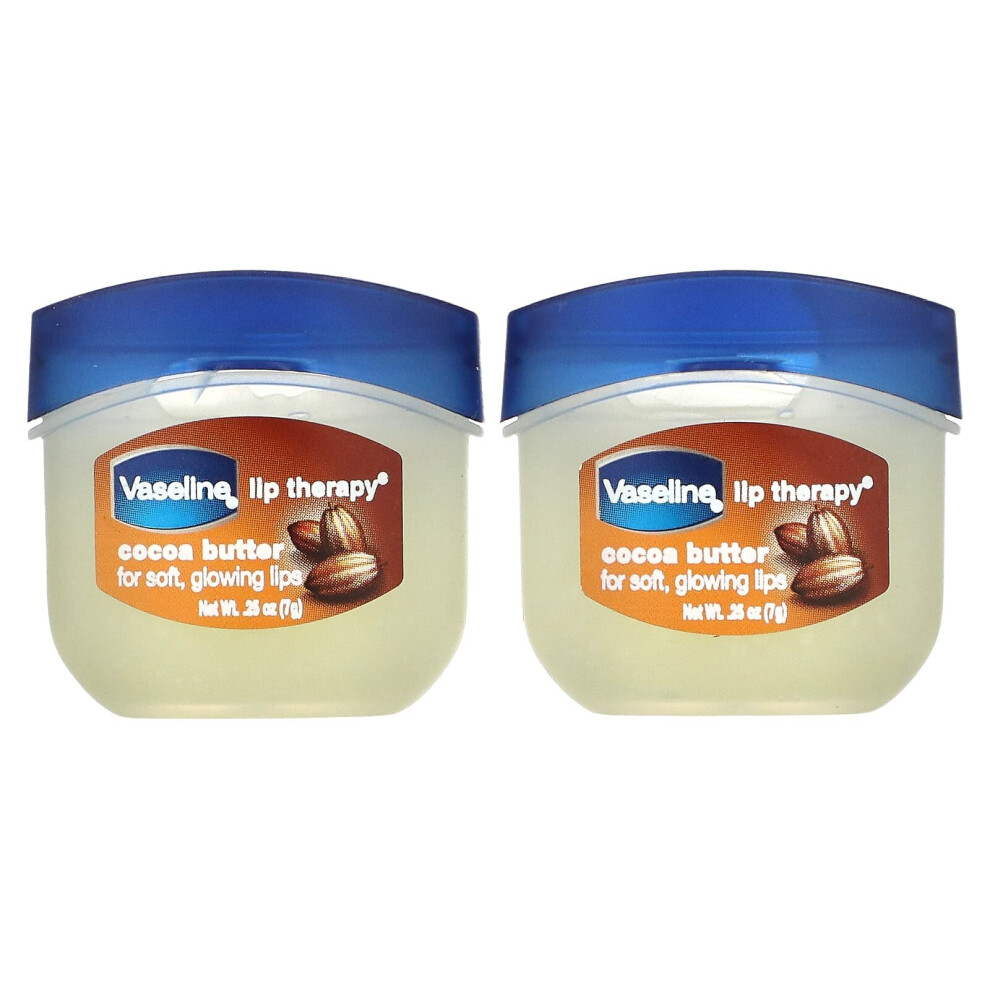 Vaseline , Lip Therapy, Cocoa Butter, 2 Pack, 0.25 Oz (7 G) Each