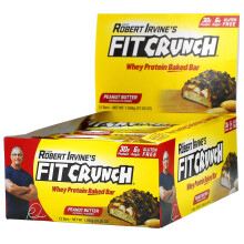 FITCRUNCH, Gebackener Molkenprotein-Riegel, Erdnussbutter, 12 Riegel, je (3,10 oz) 88 g
