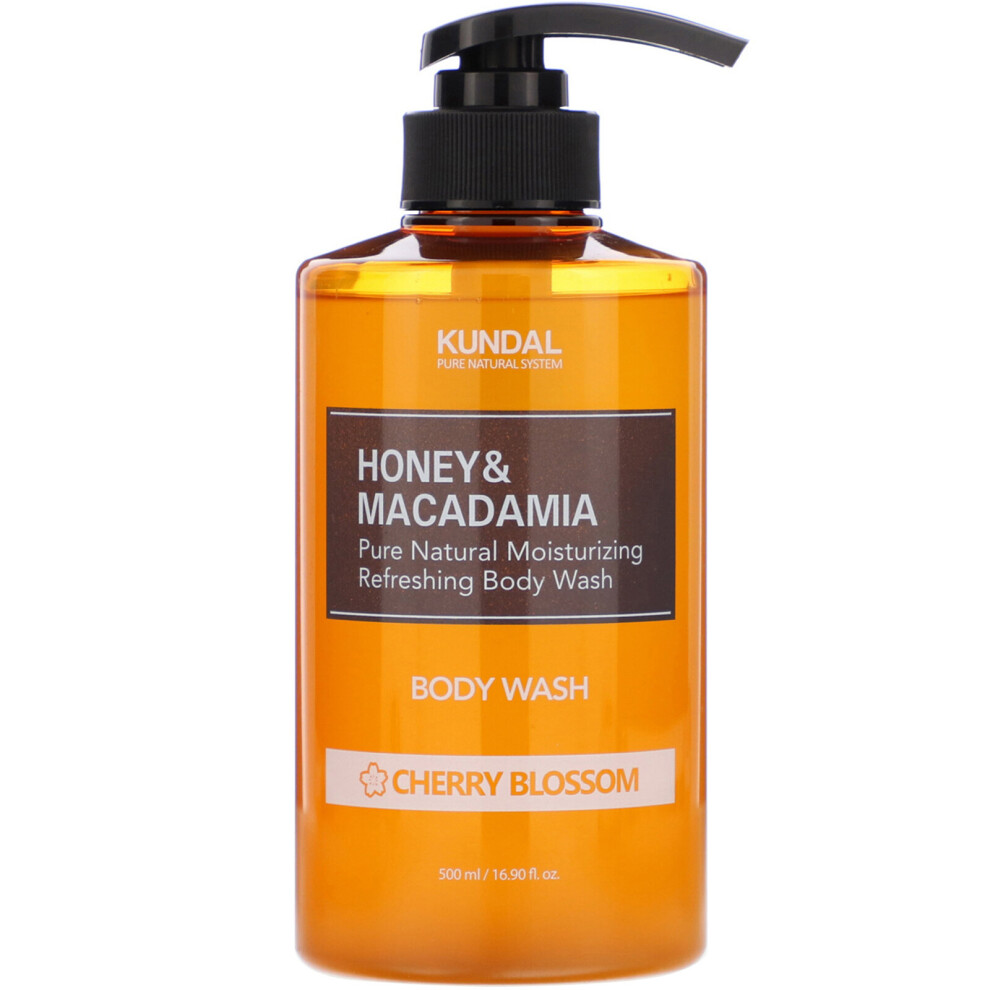 Kundal , Honey & Macadamia, Body Wash, Cherry Blossom, 16.90 Fl Oz (500 Ml)