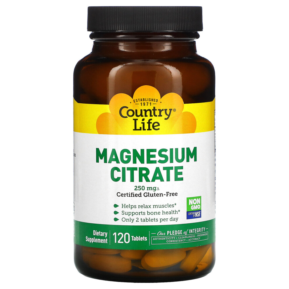 Country Life , Magnesium Citrate, 250 Mg, 120 Tablets