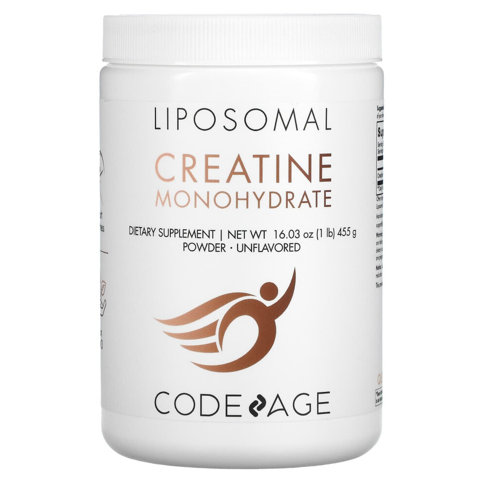 Codeage , Liposomal Creatine Monohydrate Powder, Unflavored, 1 Lb (455 G)