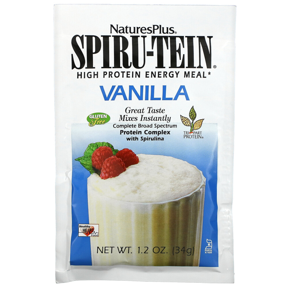 Nature's Plus , Spiru-Tein, High Protein Energy Meal, Vanilla, 8 Packets, 1.2 Oz (34 G) Each