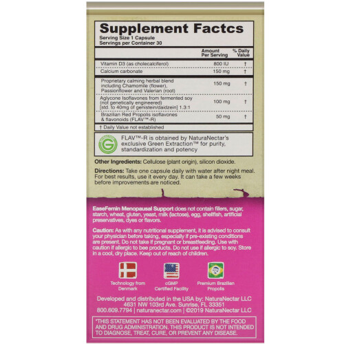NaturaNectar, EaseFemin, Menopausal Support, 30 Vegetable Capsules 1