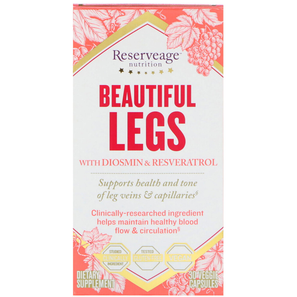Reserveage Nutrition , Beautiful Legs With Diosmin & Resveratrol, 30 Veggie Capsules
