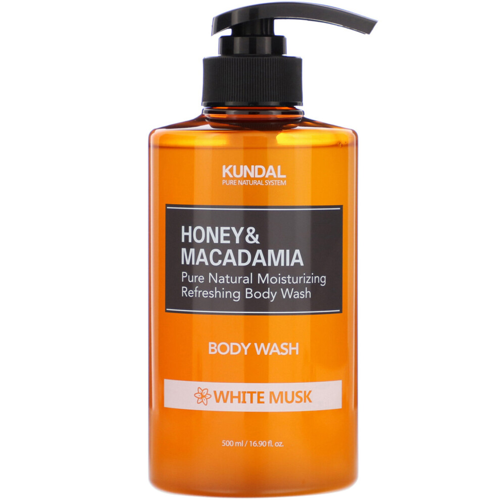 Kundal White Honey & Macadamia, Body Wash, Musk, 16.90 Fl Oz (500 Ml)