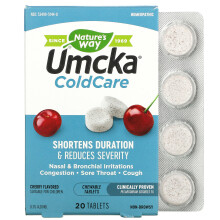 Nature's Way, Umcka, Kautabletten gegen Erkältung, Ab 6 Jahren, Kirsche, 20 Tabletten