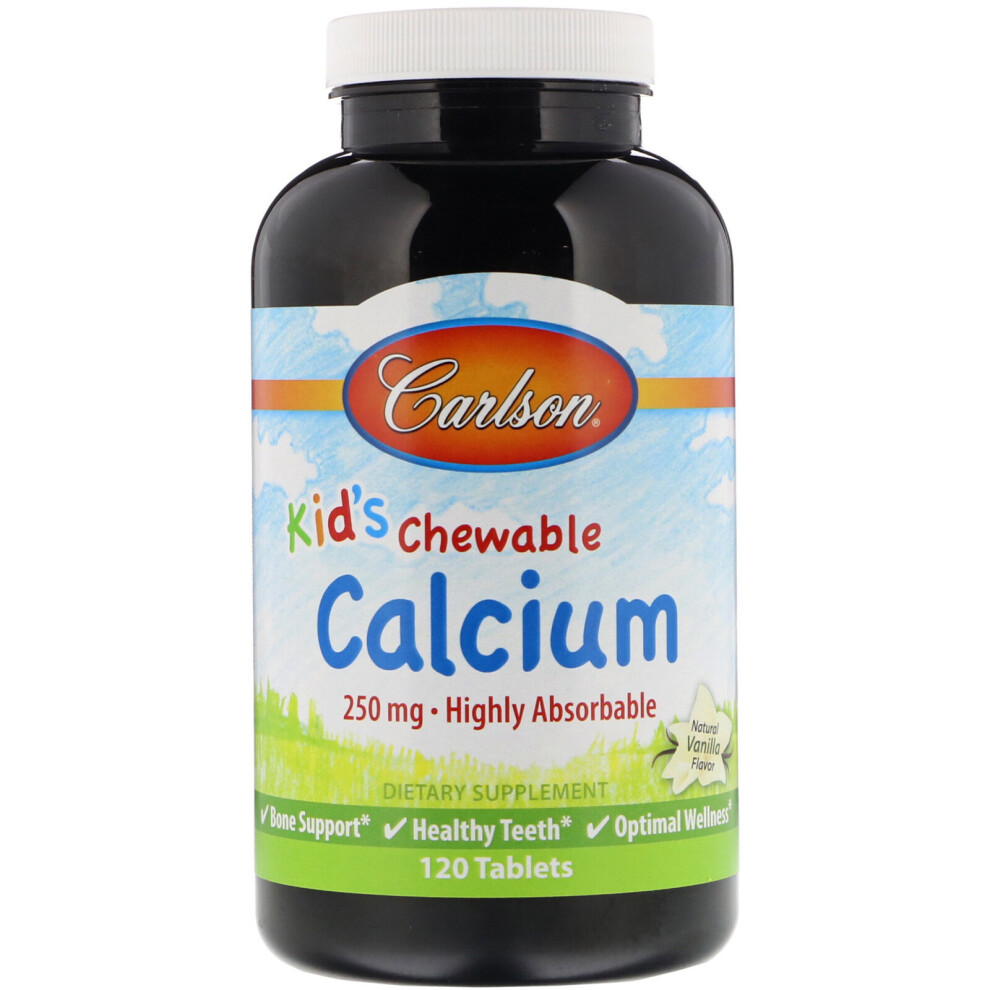 Carlson Labs , Kid's, Chewable Calcium, Natural Vanilla Flavor, 250 Mg, 120 Tablets