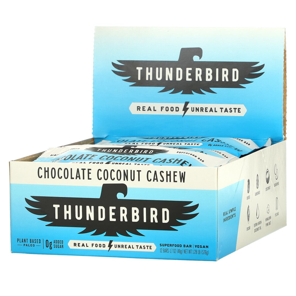 Thunderbird , Superfood Bar, Chocolate Coconut Cashew, 12 Bars, 1.7 Oz (48 G) Each