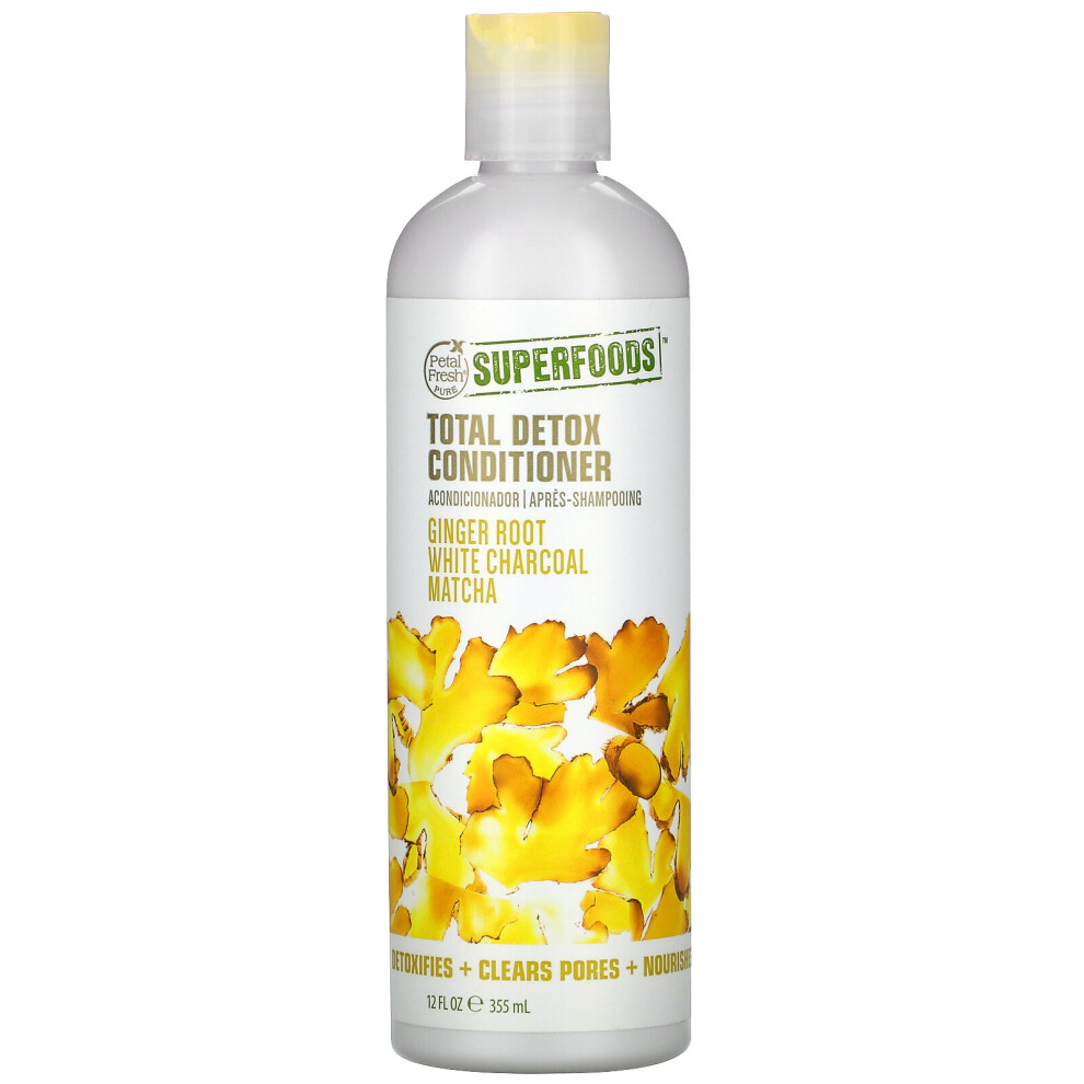 Petal Fresh White Total Detox Conditioner, Ginger Root, Charcoal, Matcha, 12 Fl Oz (355 Ml)