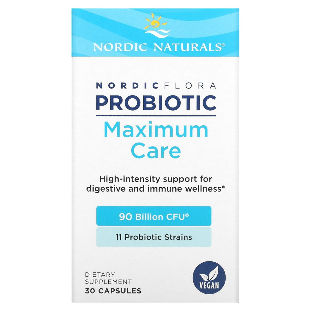 Nordic Naturals , Nordic Flora Probiotic, Maximum Care, 90 Billion Cfu, 30 Capsules