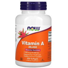 NOW Foods, Vitamin A, 25.000 IE, 250 Weichkapseln