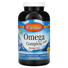 Carlson, Omega Complete Perlen, Omega-3-6-9, Natürlich Zitrone, 180 Softgels