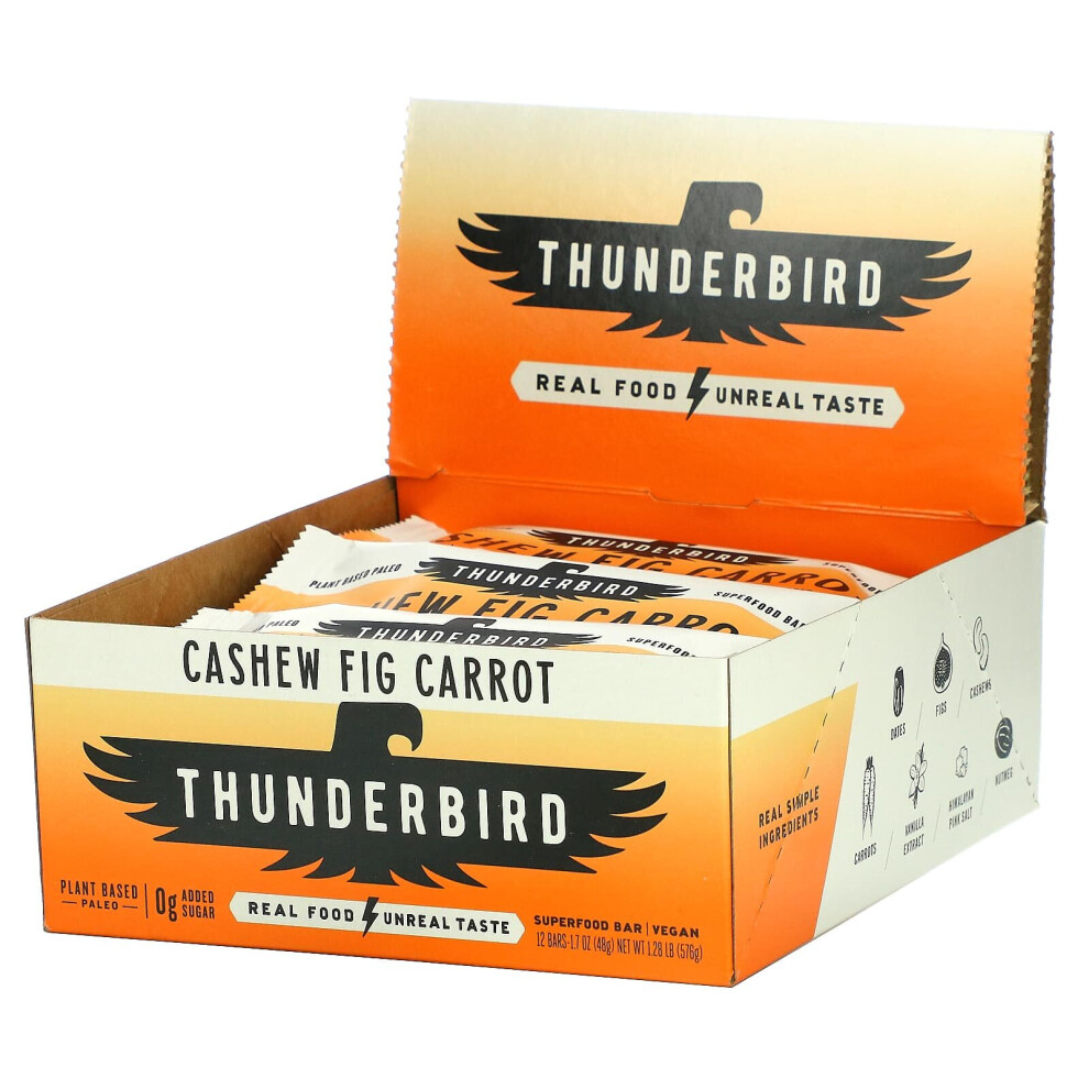 Thunderbird , Superfood Bar, Cashew Fig Carrot, 12 Bars, 1.7 Oz (48 G) Each