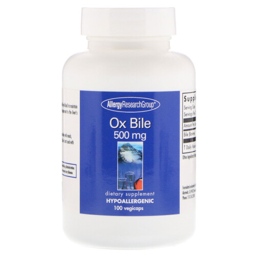 Allergy Research Group Allergy Research Group, Bile de Bœuf, 500 mg, 100 Végicapsules