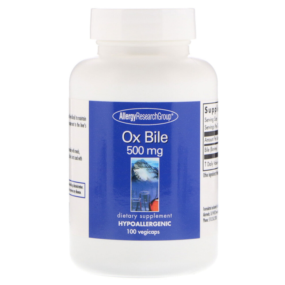Allergy Research Group , Ox Bile, 500 Mg, 100 Vegicaps