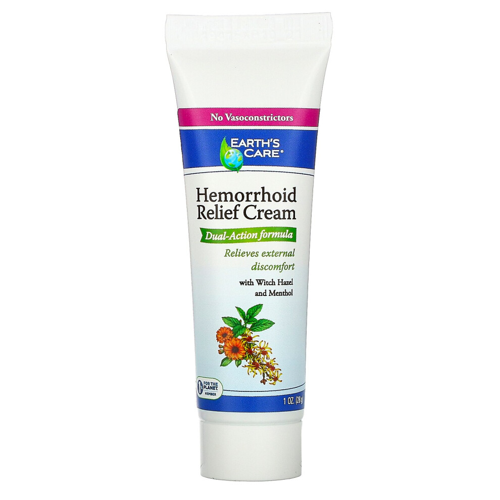 Earth's Care Hemorrhoid Relief With Witch Hazel And Menthol, 1 Oz (28 G) Cream