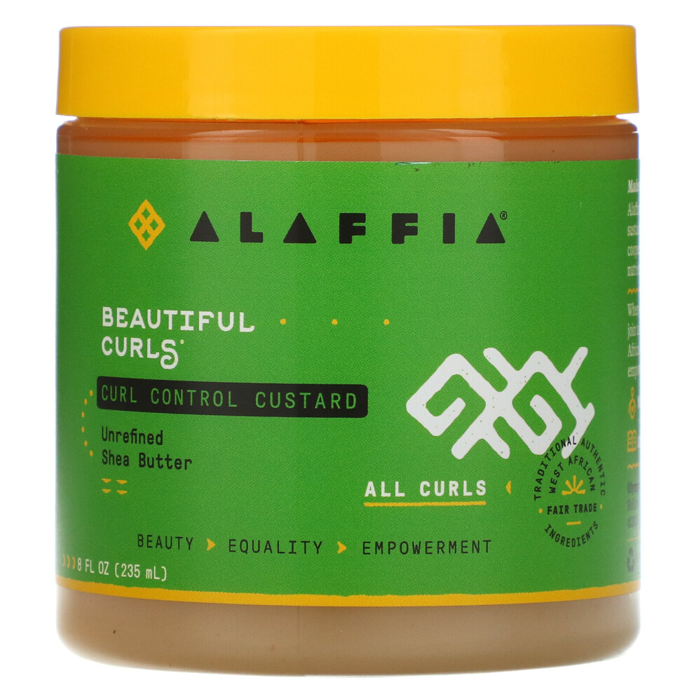 Alaffia , Beautiful Curls, Curl Control Custard, All Curls, Unrefined Shea Butter, 8 Fl Oz (235 Ml)