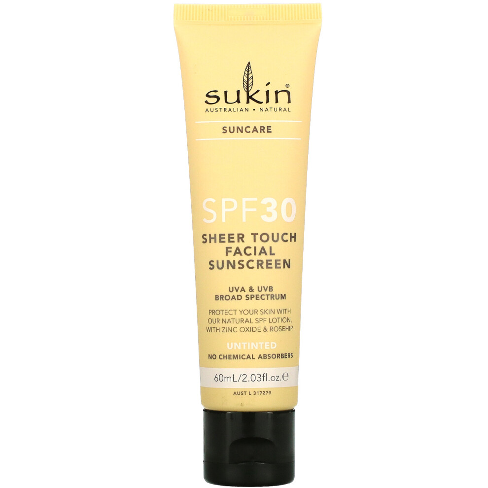 Sukin, Sheer Touch Facial Sunscreen SPF30, Untinted, 2.03 fl oz (60 ml)