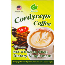 Longreen, 4 in 1 Cordyceps Kahvi, 10 Pusseja, 0.64 oz (18.2 g) Kussakin