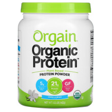 Orgain, Organic Protein Powder, Plant Based, Vanilla Bean, 1.02 lb (462) g