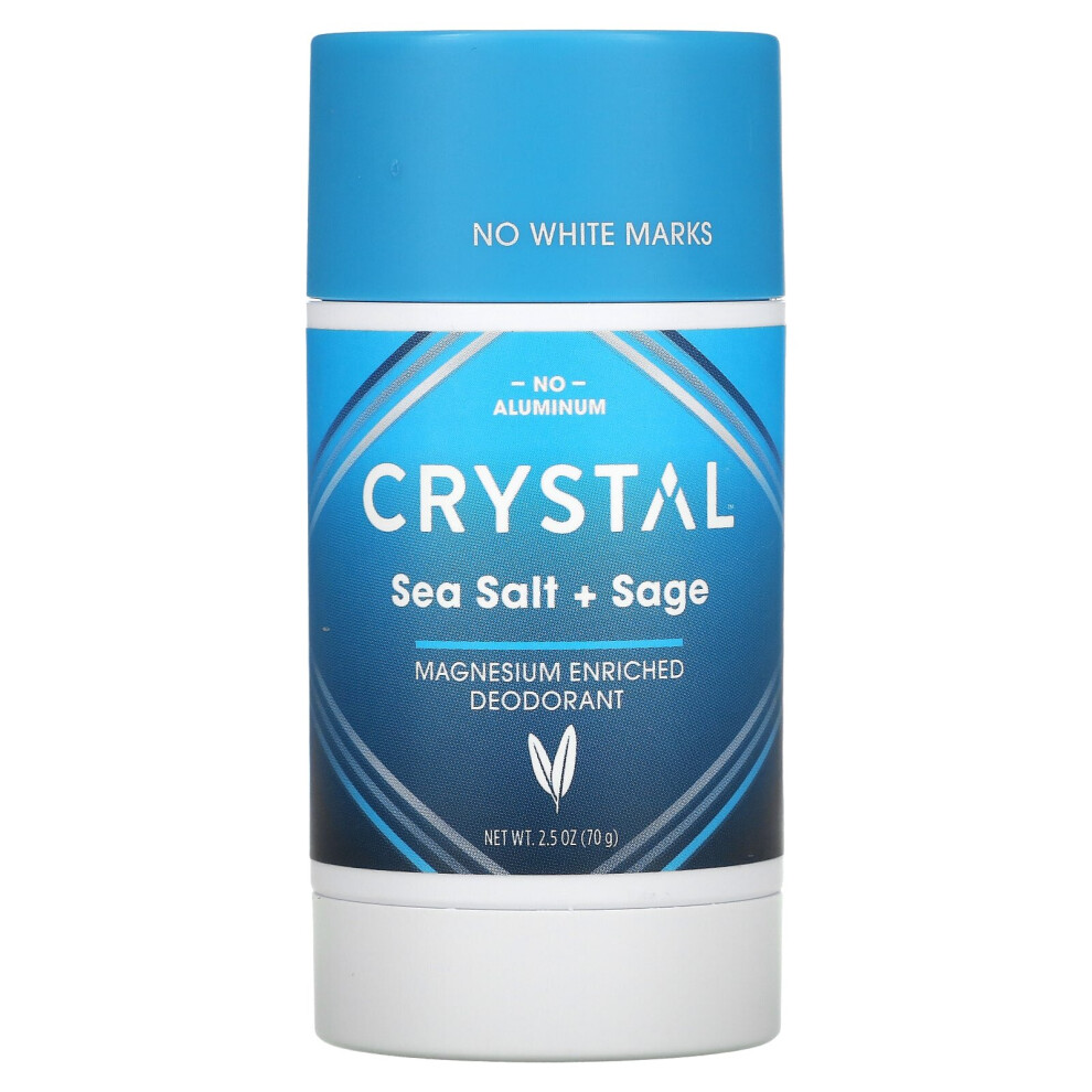Crystal Body Deodorant , Magnesium Enriched Deodorant, Sea Salt + Sage, 2.5 Oz (70 G)