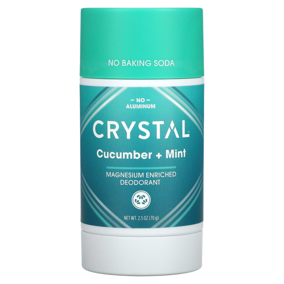 Crystal Body Deodorant , Magnesium Enriched Deodorant, Cucumber + Mint, 2.5 Oz (70 G)