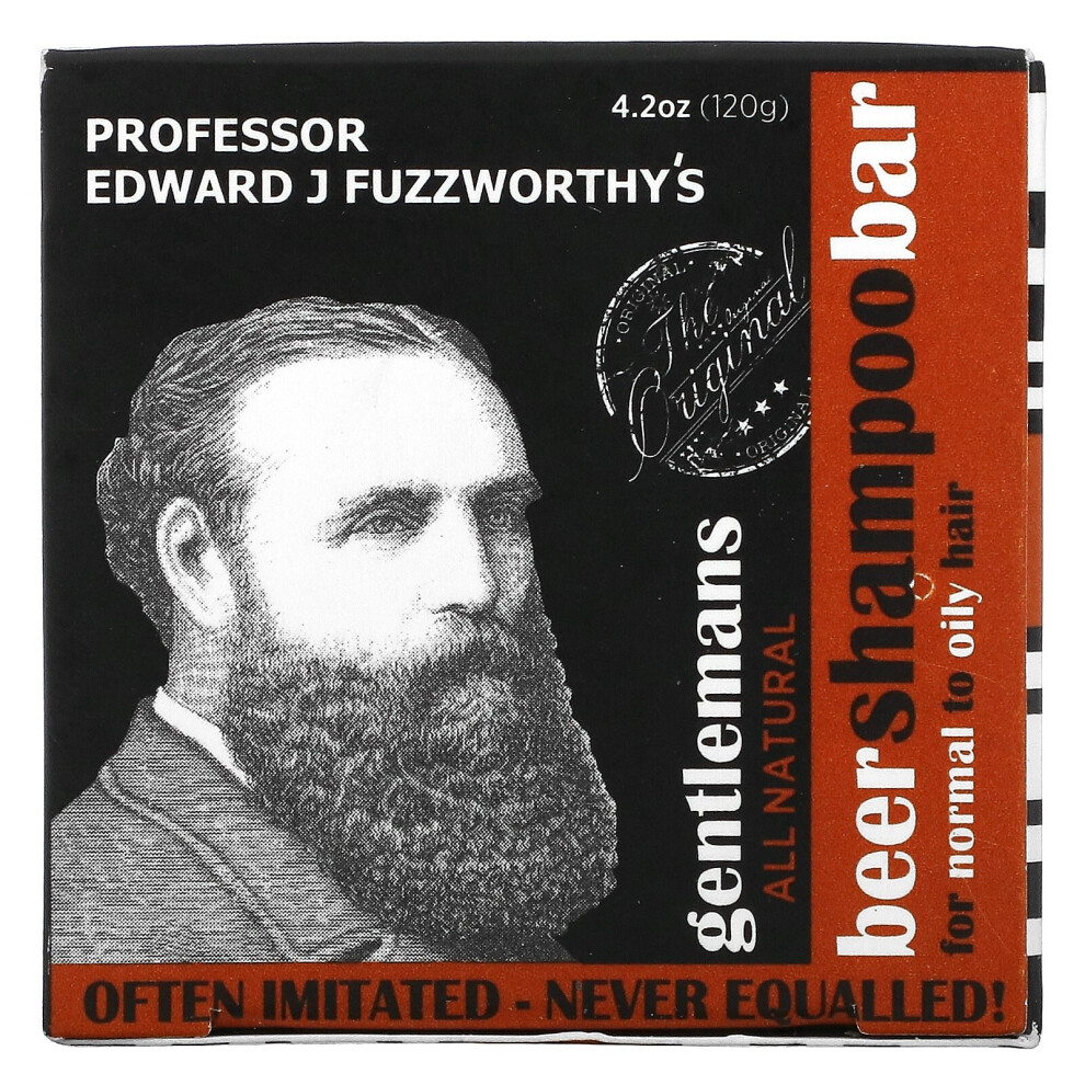 Professor Fuzzworthy's , Gentlemans Beer Shampoo Bar, For Normal To Oil Hair, Unscented, 4.2 Oz (120 G)