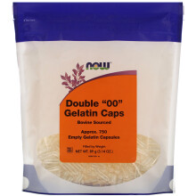 NOW Foods, Doppelte "00" Gelatinekapseln, Ca. 750 Leere Gelatinekapseln, 3,14 oz (89 g)