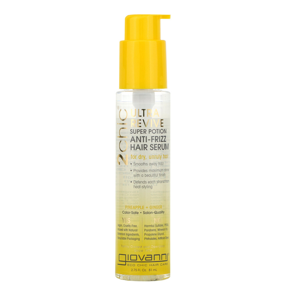 Giovanni, 2chic, Ultra-Revive Super Potion Anti-Frizz Hair Serum, Pineapple & Ginger, 2.75 fl oz (81 ml)