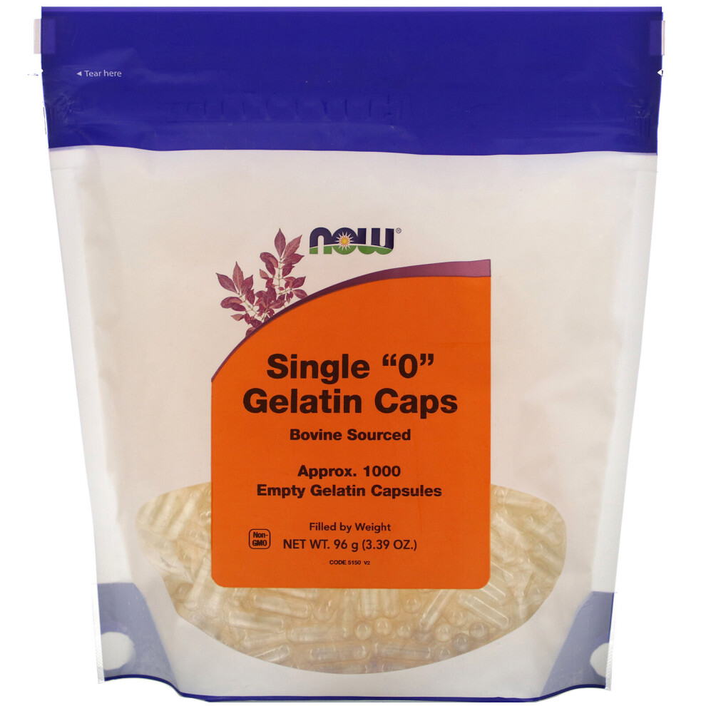 Now Foods , Single "0" Gelatin Caps, Approx. 1,000 Empty Gelatin Capsules