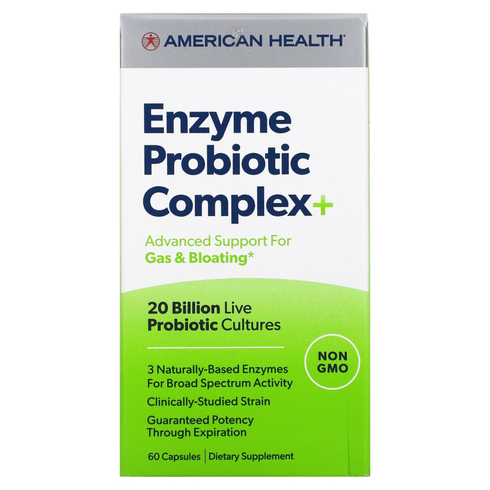 American Health , Enzyme Probiotic Complex+, 20 Billion Cfu, 60 Capsules
