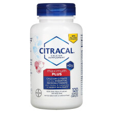 Citracal, Complément de Calcium + D3, Maximum Plus, 120 Comprimés Enrobés