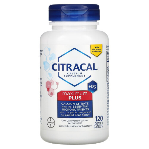Citracal, Complément de Calcium + D3, Maximum Plus, 120 Comprimés Enrobés