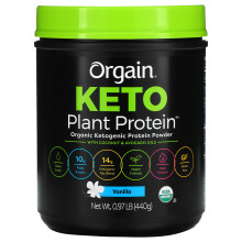 Orgain, Keto, Organic Plant Protein Powder with Coconut & Avocado Oils, Vanilla, 0.97 lb (440 g)