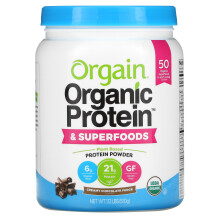 Orgain, Organic Protein & Superfoods Powder, Plant Based, Creamy Chocolate Fudge, 1.12 lbs (510 g)