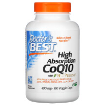 Doctor's Best, Hochabsorbierbares CoQ10 mit BioPerine, 400 mg, 180 Gemüsekapseln