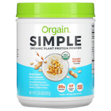 Orgain, Simple, Poudre de Protéine Végétale Organique, Beurre de Cacahuète, 1,25 lb (567 g)