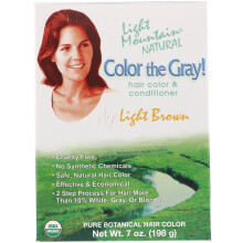 Light Mountain, Color the Gray! Natürliche Haarfarbe & Spülung, Hellbraun, 7 oz (198 g)