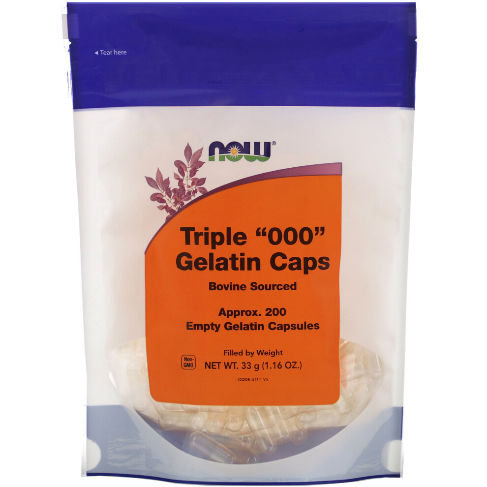Now Foods , Triple "000" Gelatin Caps, Approx. 200 Empty Gelatin Capsules