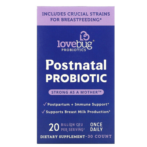 LoveBug Probiotics, Probiotique Postnatal, 20 Milliards d'UFC, 30 Comprimés