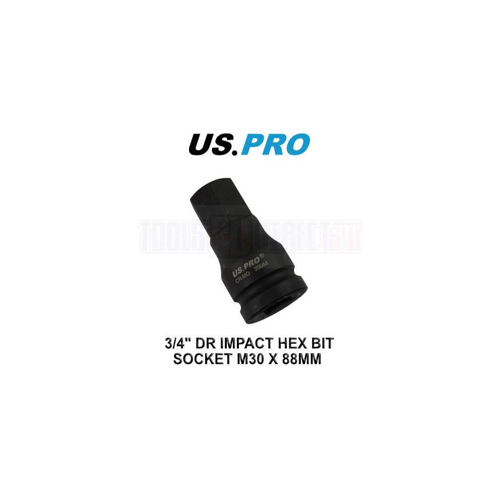 US PRO Tools 30mm X 88mm 3/4" DR Impact Hex Bit Socket 3778