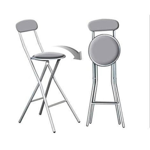 Siver Metal Practical Portable Foldable Bar Stools UK Pub Cafe Home 1