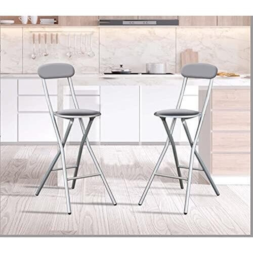 Siver Metal Practical Portable Foldable Bar Stools UK Pub Cafe Home 2
