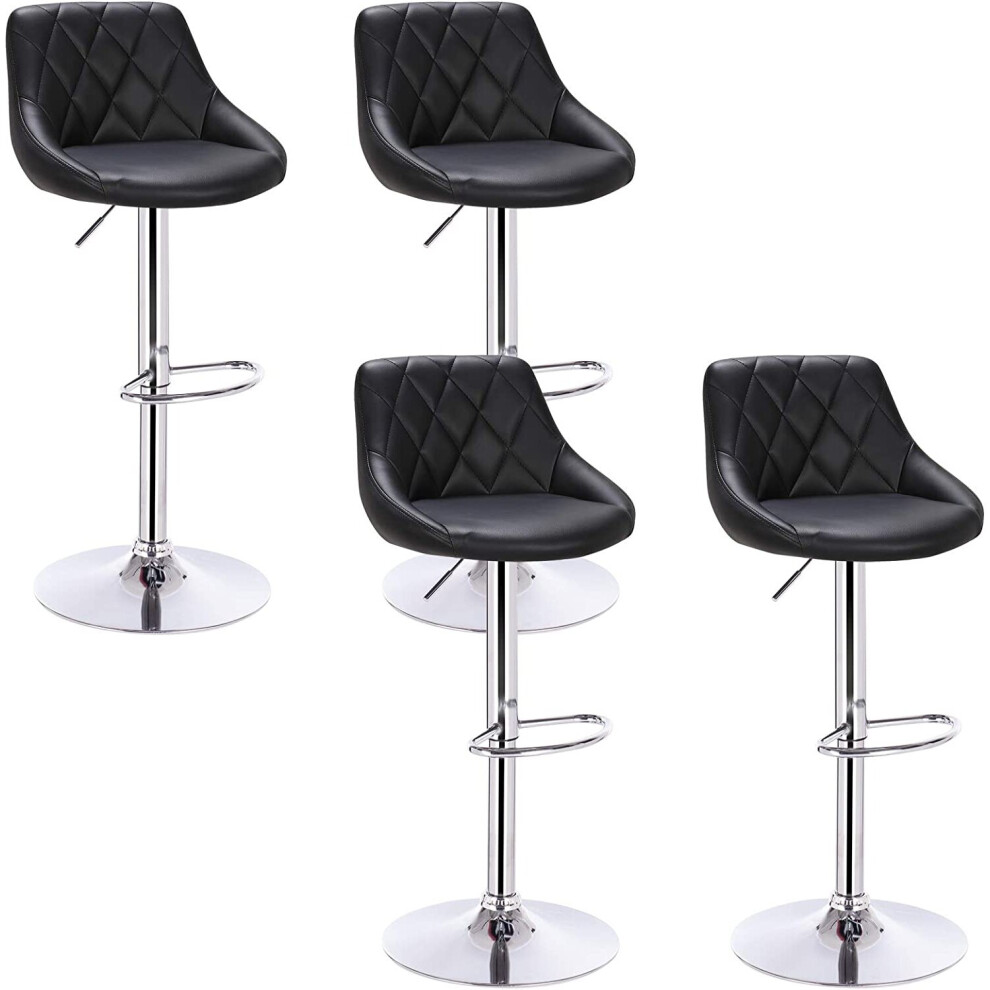 4X Black Bar Stools Bar Chairs Stools Set Adjustable Swivel Lift Steel