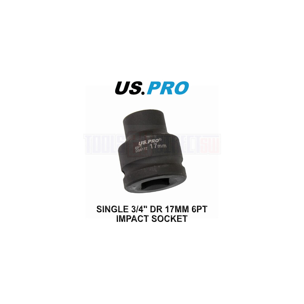 US PRO Tools Single 3/4" DR 17mm 6 Point Impact Socket 3693