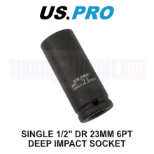US PRO Tools Single 1/2" DR 23mm 6 Point Deep Impact Socket 3756