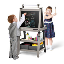 Kids Art Easel Double-Sided Easel w/ Whiteboard Chalkboard & Paper Rol
